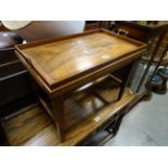 19th century walnut luggage stand with later tray top.