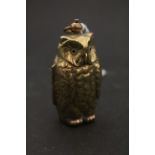 Novelty brass cased Sovereign and half Sovereign case in the shape of an Owl