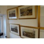 Group of four framed & glazed prints of early National Hunt Racing