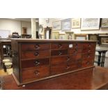 19th Century mahogany bank of 14 drawers