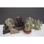 Group of Seven Oriental Items and Two Stands