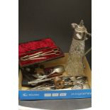 Mixed collectables to include a cased Nutcracker, Grape scissor set, Claret jug, cutlery etc to