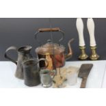 Mixed collectables to include ceramic & brass Beer pumps, copper kettle etc