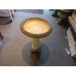 Stone Bird bath with carved column stand