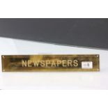 Brass ' Newspaper ' Plaque / Sign