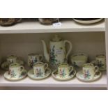 Crown Staffordshire Coffee set for six with a vibrant floral design