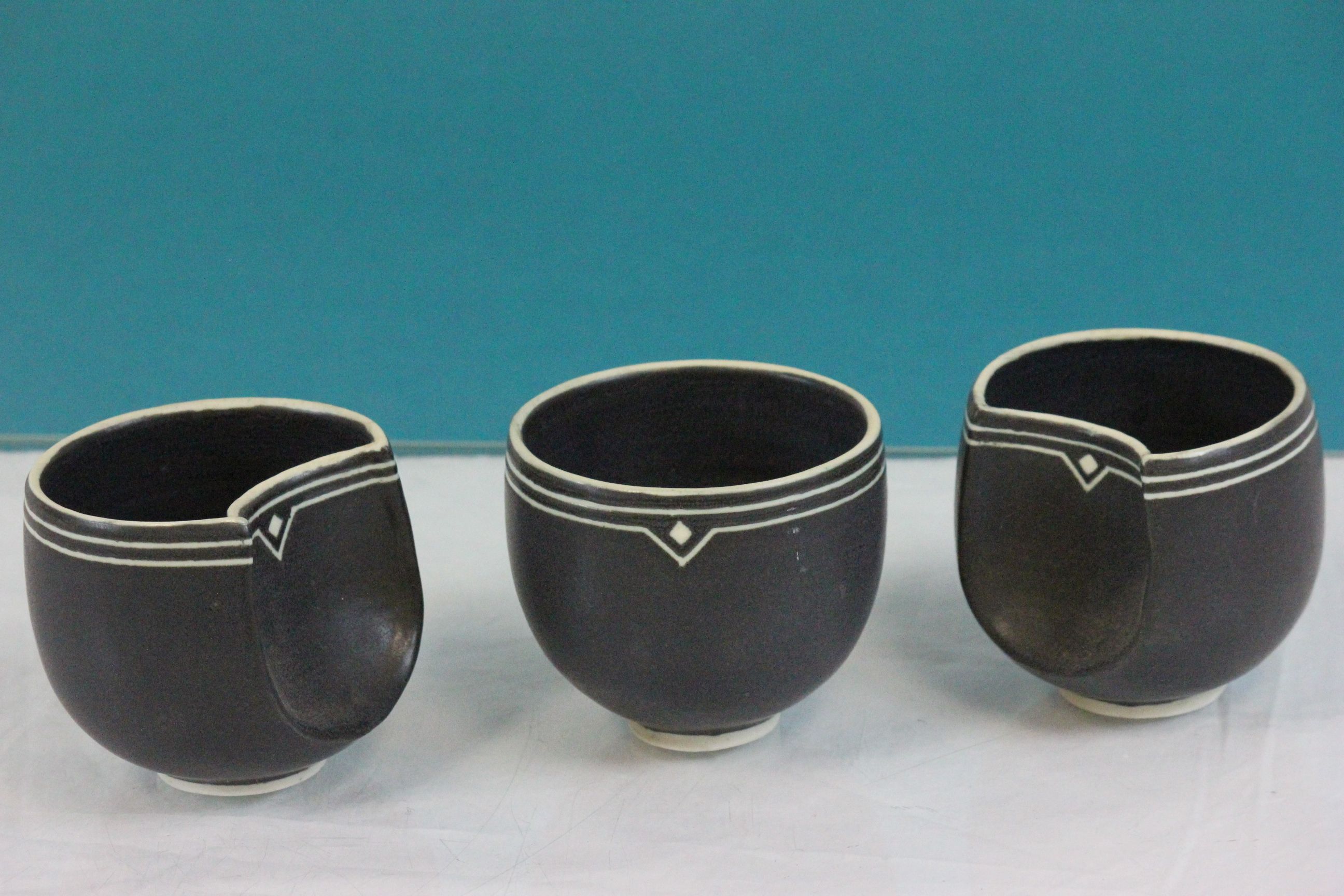 Danish Art pottery three bowl set - Image 2 of 3