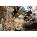 Large Brown and Cream Ground Rug with Floral Patterns