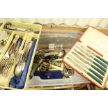 Box of mixed vintage Silver plated cutlery etc