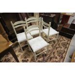 Set of four ladder back kitchen chairs