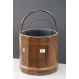 Copper bound Oak Coal bucket with liner