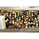 Large collection of miniatures to include: Dewar's Fine Scotch Whiskey "White Label", Tullibardine