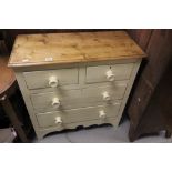 Late Victorian painted pine chest of two short and two long drawers