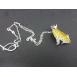 Silver and CZ Cat brooch