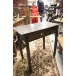 Georgian 18th century Oak Side Table with Two Drawers and raised on square legs