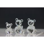 Three Swarovski crystal bears