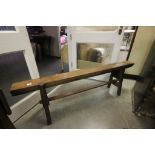 Substantial oak trestle stool