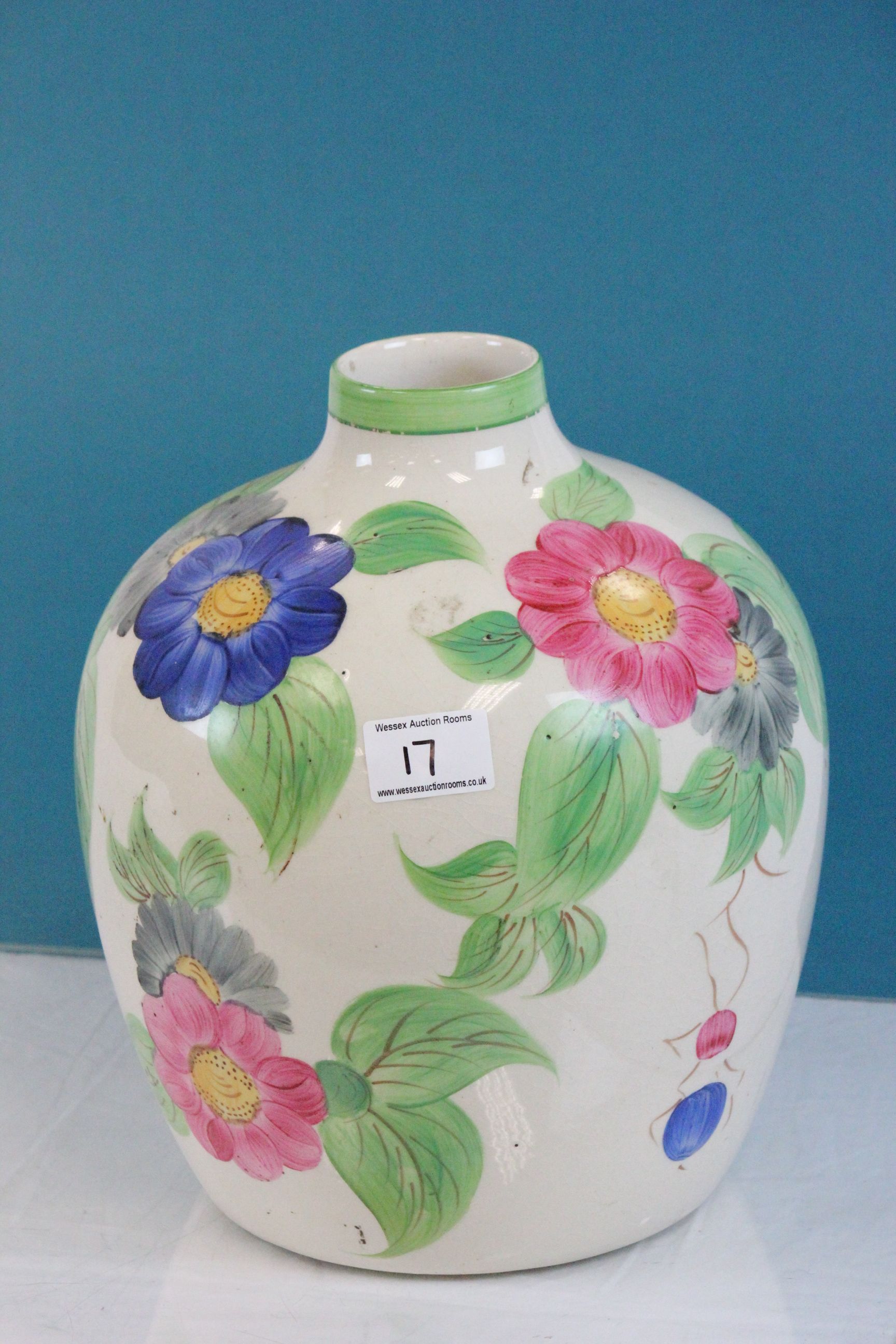 Early 20th century Royal Doulton Large Bulbous Vase with hand painted floral design marked '