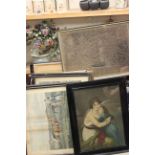 Collection of framed vintage prints and photographs