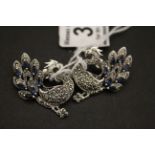 Pair of Silver marcasite and Sapphire earrings in the form of Dragons