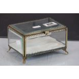 French gilt Brass & glass Jewellery casket