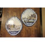 Two 19th Century Polychrome Dutch Delft wall plaques with hand painted scenes