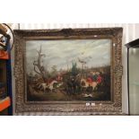 Large Gilt framed Oil on canvas of a Hunting scene