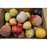 Box of vintage Wax fruit etc