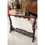 Chinese Hardwood Carved Picture Frame on Stand