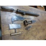 Vintage R L Schmidt Herb Chopper, Brass Garden Sprayer, Sheep Daggers, Chopper Blade, etc