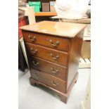 Early 19th century Small Oak Chest of Four Drawers raised on bracket feet