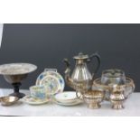 Two boxes of Silver plate & ceramics to include part tea services