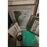 Collection of framed & glazed prints and a Roulette game