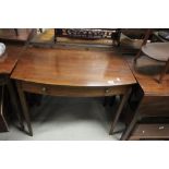 19th century Mahogany Bow Fronted Writing Table with Single Drawer raised on square tapering legs