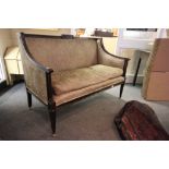 Edwardian Mahogany and Brass Mounted Two Seater Salon Settee