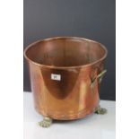 Copper log basket with Brass Paw feet