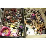 Two boxes of costume jewellery