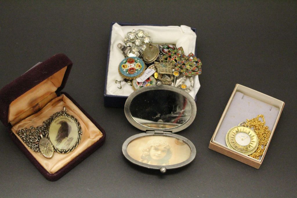 Collection of vintage costume jewellery to include Micro Mosaic brooches