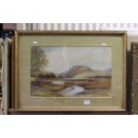 Gilt framed & glazed Watercolour of a country scene signed W W May