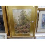Gilt framed & glazed Watercolour of a Woodland scene, signed Sutton Palmer