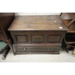 A 18th century oak paneled single drawer coffer/mule chest.