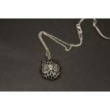 Silver and plique a jour owl pendant necklace