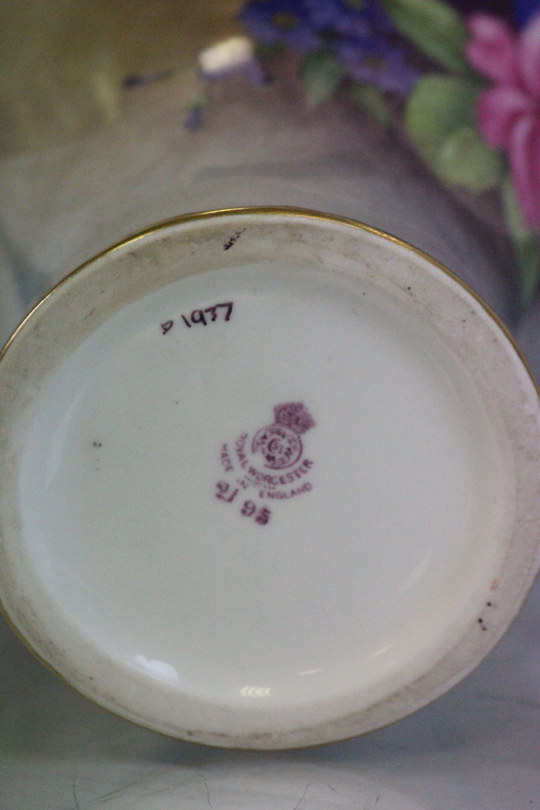 Royal Worcester Baluster type vase with hand painted floral decoration, signed E Barker & numbered - Image 2 of 2