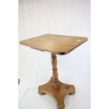 19th Century pine pedestal wine table on bun feet