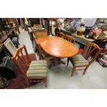 Pine Ducal Rosedale Oval Dining Table on Pedestal Base together with Six Matching Pine Ducal