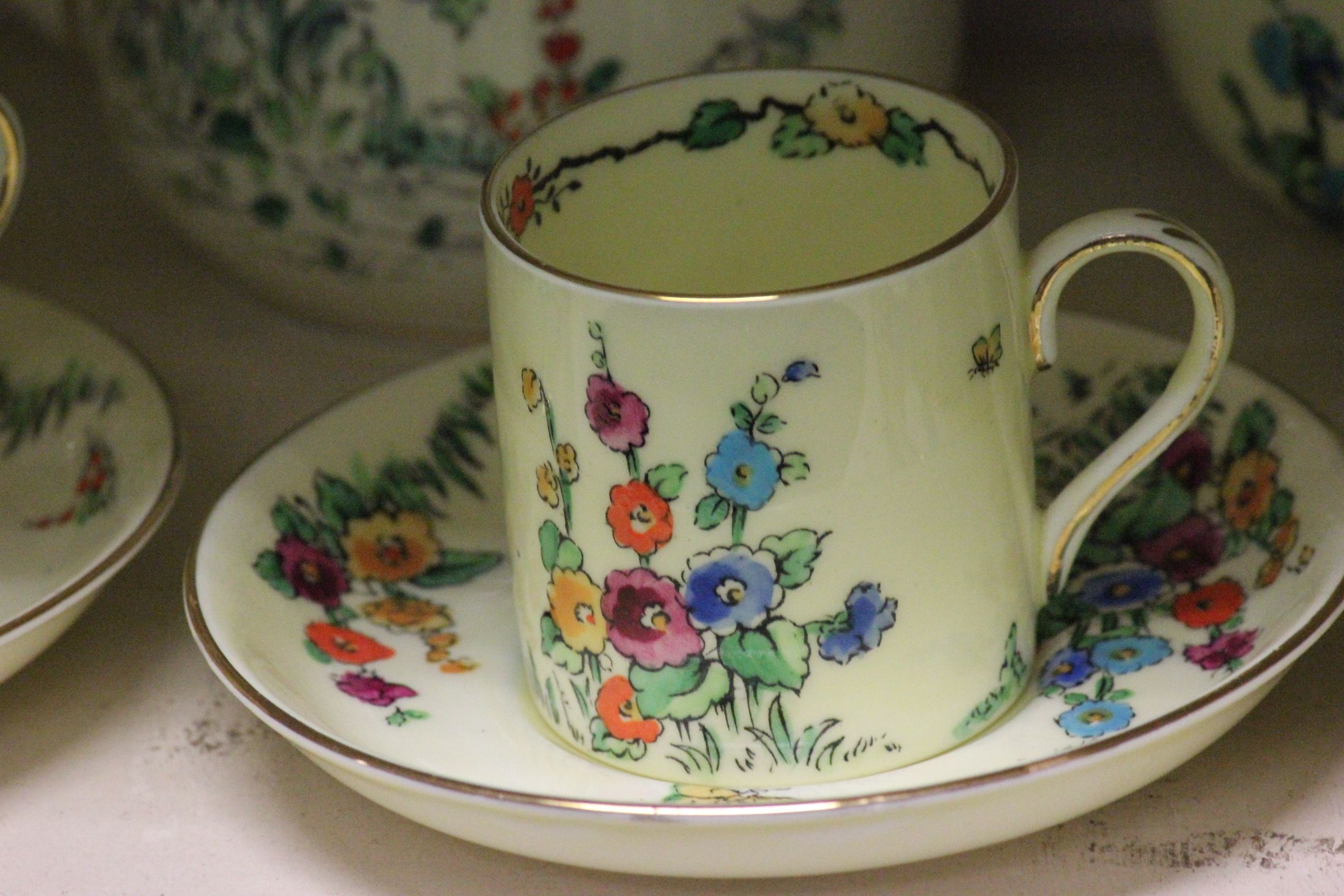 Crown Staffordshire Coffee set for six with a vibrant floral design - Image 2 of 2