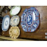 Group of vintage Meat platters to include a 19th Century example with Greek or Romanesque