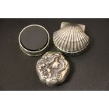 Three hallmarked Silver pill boxes to include Art Nouveau style