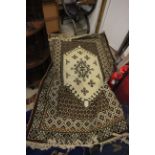 Brown Ground rug with Geometric Patterns