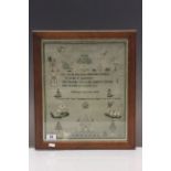 Oak framed & glazed Sampler dated 1821